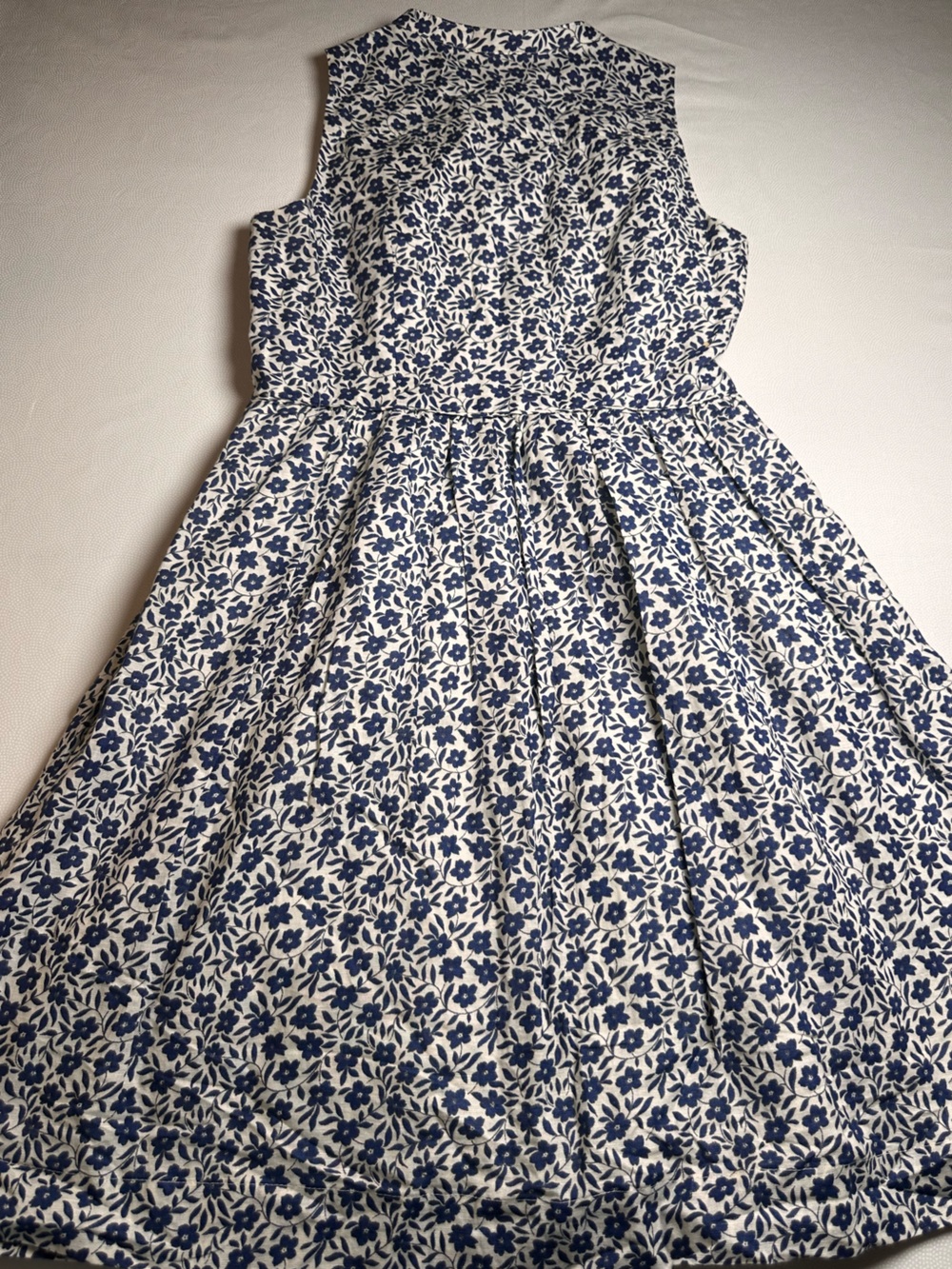 J.Crew Floral Sleeveless Fit Flare Dress Women Size 2 Blue White Linen Cotten - Picture 12 of 12